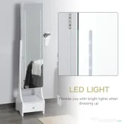 HOMCOM Dulap reglabil de bijuterii cu oglinda si lumini LED 