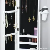 HOMCOM Dulap reglabil de bijuterii cu oglinda si lumini LED 