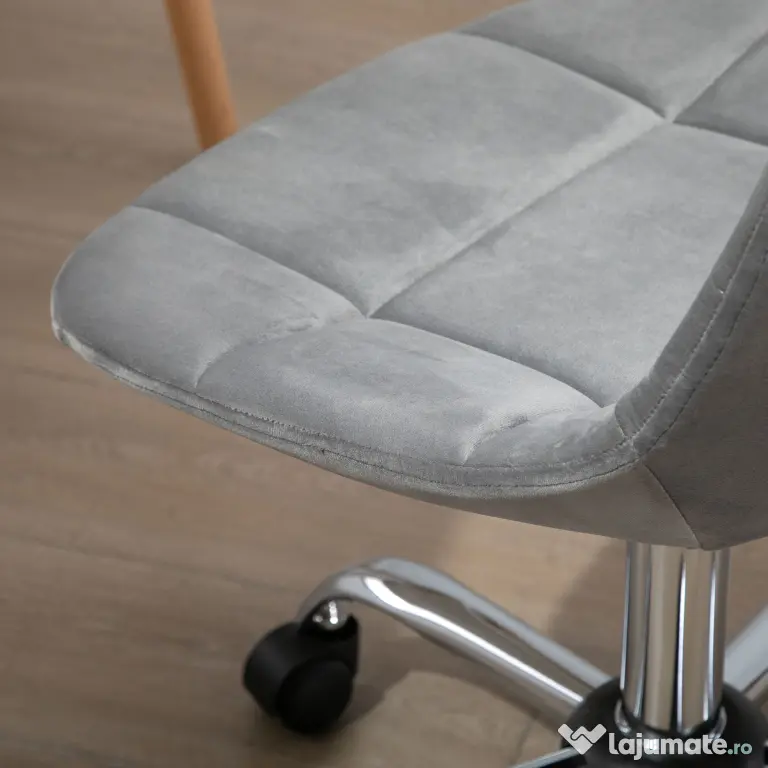Vinsetto Scaun Ergonomic Rotativ cu Bază cu 5 Roți, Înălțime Ajustabilă, Comfortabil, Gri, Dimensiuni 59x59x81-91cm | Aosom Romania