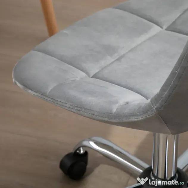 Vinsetto Scaun Ergonomic Rotativ cu Bază cu 5 Roți, Înălțime Ajustabilă, Comfortabil, Gri, Dimensiuni 59x59x81-91cm | Aosom Romania