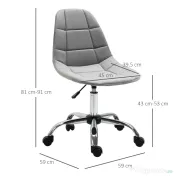 Vinsetto scaun rotativ, ergonomic, 59x59x81-91cm gri 