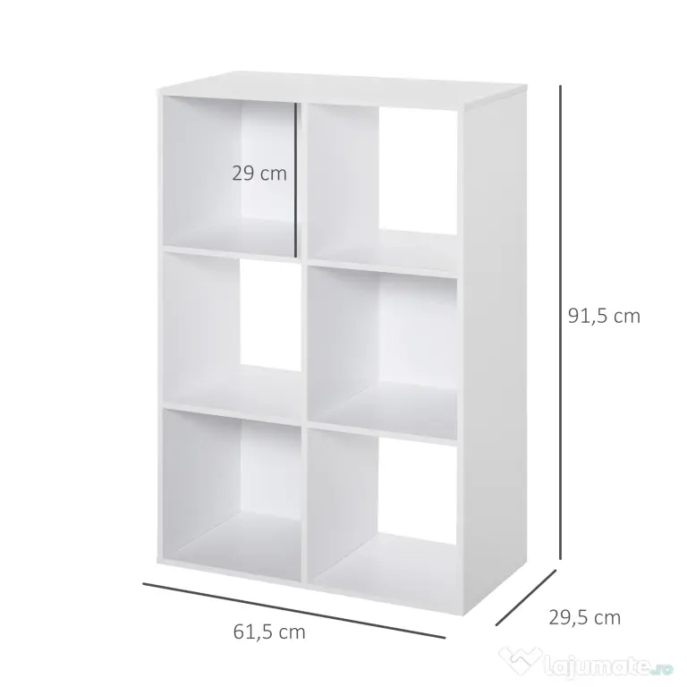 HOMCOM Biblioteca cu 6 Compartimente Cub Alba 91.5x29.5x61.5cm | Aosom Romania
