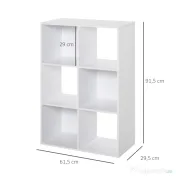 HOMCOM Biblioteca cu 6 Compartimente Cub Alba 91.5x29.5x61.5cm | Aosom Romania 