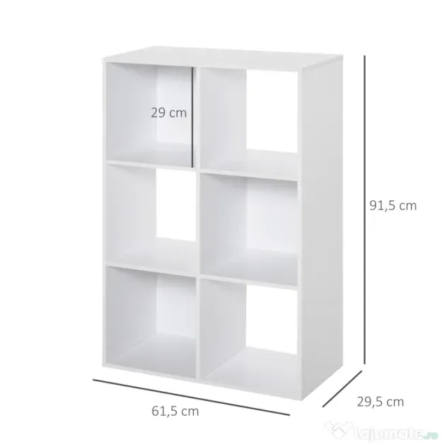 HOMCOM Biblioteca cu 6 Compartimente Cub Alba 91.5x29.5x61.5cm | Aosom Romania