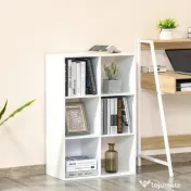 HOMCOM Biblioteca cu 6 Compartimente Cub Alba 91.5x29.5x61.5cm | Aosom Romania 