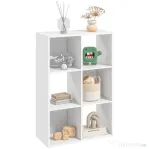 HOMCOM Etajeră cu 6 Compartimente Cub, Bibliotecă Joasă și Organizator pentru Jucării sau Cărți, 91.5x29.5x61.5cm, Alb