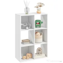 HOMCOM Etajeră cu 6 Compartimente Cub, Bibliotecă Joasă și Organizator pentru Jucării sau Cărți, 91.5x29.5x61.5cm, Alb