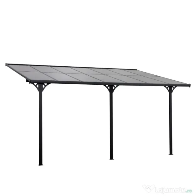 Outsunny Pergola montata pentru gradina 4.35x3.02m, foisor pergola pentru exterior din policarbonat si aluminiu, montare reglabila, gri