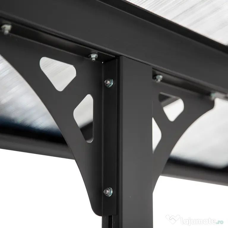 Outsunny Pergola montata pentru gradina 4.35x3.02m, foisor pergola pentru exterior din policarbonat si aluminiu, montare reglabila, gri
