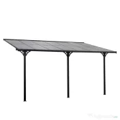 Outsunny Pergola montata pentru gradina din policarbonat si aluminiu, montare reglabila, gri 