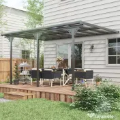 Outsunny Pergola montata pentru gradina din policarbonat si aluminiu, montare reglabila, gri 