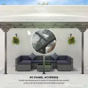 Outsunny Pergola montata pentru gradina din policarbonat si aluminiu, montare reglabila, gri 