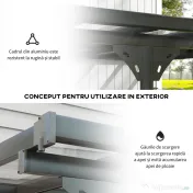 Outsunny Pergola montata pentru gradina din policarbonat si aluminiu, montare reglabila, gri 