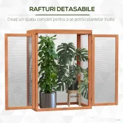 Outsunny Mini Sera de Gradina cu 3 Etajere din Lemn de Brad si Policarbonat, Deschidere Laterala si Frontala, 58x44x78cm, Portocaliu 