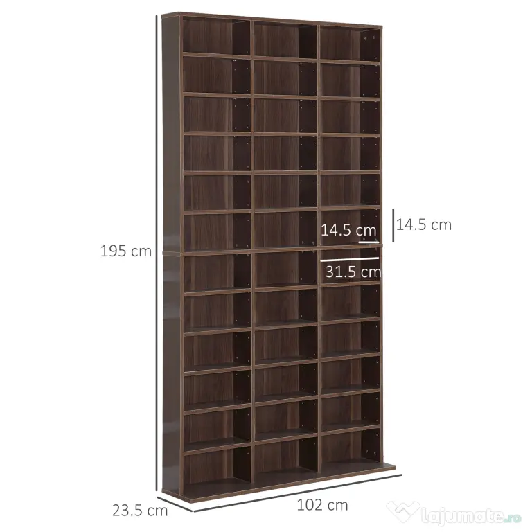 Biblioteca perete pentru camera,birou ,Sarcina 50kg,195x102x23.5cm,maro HOMCOM | Aosom Romania