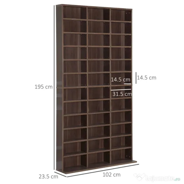 Biblioteca perete pentru camera,birou ,Sarcina 50kg,195x102x23.5cm,maro HOMCOM | Aosom Romania