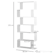 HOMCOM Bibliotecă din Lemn cu 6 Rafturi, 80x24x191 cm, Alb | Aosom Romania 