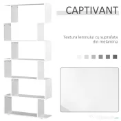 HOMCOM Bibliotecă din Lemn cu 6 Rafturi, 80x24x191 cm, Alb | Aosom Romania 