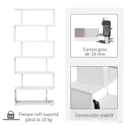 HOMCOM Bibliotecă din Lemn cu 6 Rafturi, 80x24x191 cm, Alb | Aosom Romania 