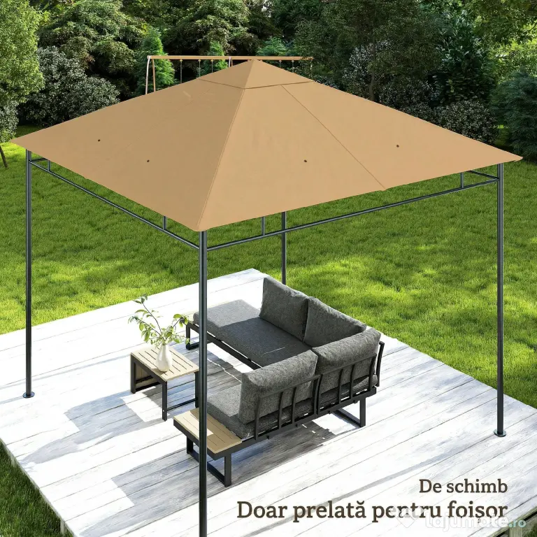 Outsunny Acoperiș de Înlocuire pentru Foișor, Capac de Foișor din Poliester cu Găuri de Aer și Orificii de Drenaj, 298x295 cm, Bej