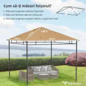 Outsunny Acoperiș de rezervă pentru pavilion 3x3m din poliester cu orificii de ventilație și găuri pentru drenaj, bej 