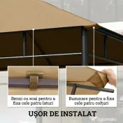 Outsunny Acoperiș de rezervă pentru pavilion 3x3m din poliester cu orificii de ventilație și găuri pentru drenaj, bej 