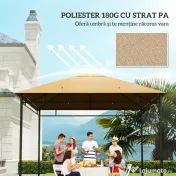 Outsunny Acoperiș de rezervă pentru pavilion 3x3m din poliester cu orificii de ventilație și găuri pentru drenaj, bej 