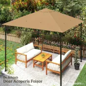 Outsunny Acoperiș de rezervă pentru pavilion 3x3m din poliester cu orificii de ventilație și găuri pentru drenaj, bej 