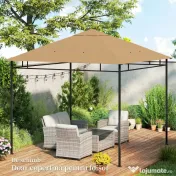 Outsunny Acoperiș de rezervă pentru pavilion 3x3m din poliester cu orificii de ventilație și găuri pentru drenaj, bej 