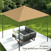 Outsunny Acoperiș de rezervă pentru pavilion 3x3m din poliester cu orificii de ventilație și găuri pentru drenaj, bej 