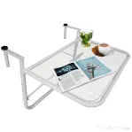 Outsunny Măsuță Suspendată pentru Balcon, Suport Reglabil pe Înălțime, Ideală pentru Spații Reduse, 60x56.5x45cm, Alb | Aosom Romania