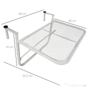 Outsunny Măsuță Suspendată pentru Balcon, Suport Reglabil pe Înălțime, Ideală pentru Spații Reduse, 60x56.5x45cm, Alb | Aosom Romania