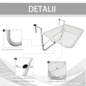 Outsunny Măsuță Suspendată pentru Balcon, Suport Reglabil pe Înălțime, Ideală pentru Spații Reduse, 60x56.5x45cm, Alb | Aosom Romania