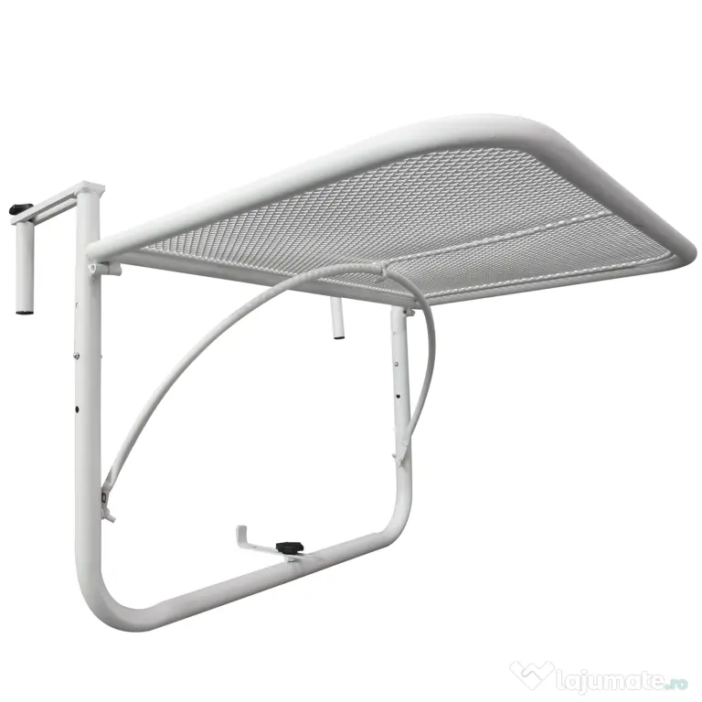 Outsunny Măsuță Suspendată pentru Balcon, Suport Reglabil pe Înălțime, Ideală pentru Spații Reduse, 60x56.5x45cm, Alb | Aosom Romania