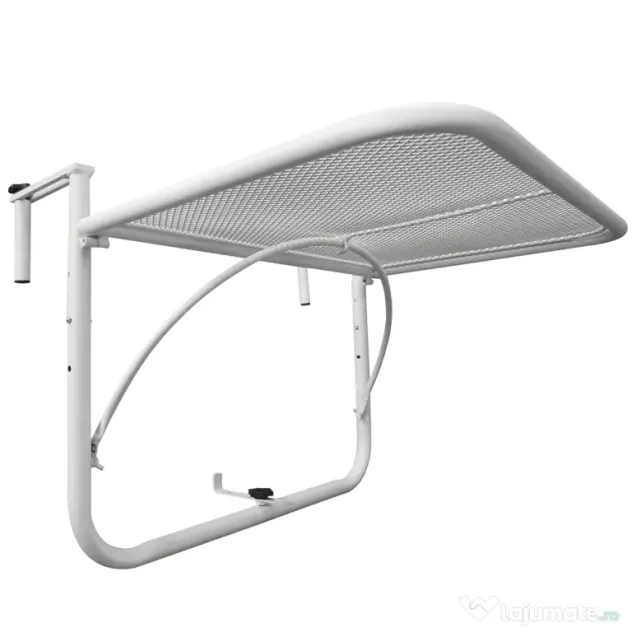 Outsunny Măsuță Suspendată pentru Balcon, Suport Reglabil pe Înălțime, Ideală pentru Spații Reduse, 60x56.5x45cm, Alb | Aosom Romania