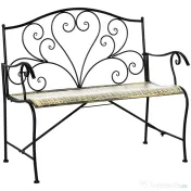 Banca Metal Gradina Outsunny,banca gradina din Fier Stil Vintage 2 Locuri Negru | Aosom Romania