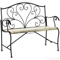 Banca Metal Gradina Outsunny,banca gradina din Fier Stil Vintage 2 Locuri Negru | Aosom Romania