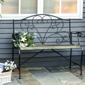 Banca Metal Gradina Outsunny,banca gradina din Fier Stil Vintage 2 Locuri Negru | Aosom Romania