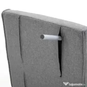 HOMCOM Fotoliu Pat Single cu Spătar Reglabil pe 5 Nivele și Pernă, din Material Textil, Gri Deschis 