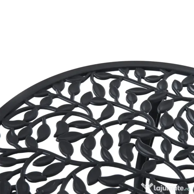 Outsunny Set de Grădină 3 Piese cu 2 Scaune de Exterior și Masă Rotundă din Aluminiu, Negru