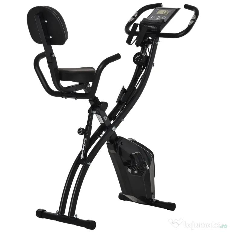 HOMCOM Bicicletă Pliabilă 2 în 1 cu Rezistență Magnetică Reglabilă pe 8 Nivele, 105x48x118 cm, Negru | Aosom Romania
