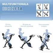 HOMCOM Bicicletă Pliabilă 2 în 1 cu Rezistență Magnetică Reglabilă pe 8 Nivele, 105x48x118 cm, Negru | Aosom Romania 