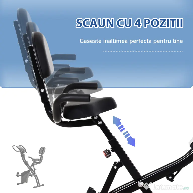 HOMCOM Bicicletă Pliabilă 2 în 1 cu Rezistență Magnetică Reglabilă pe 8 Nivele, 105x48x118 cm, Negru | Aosom Romania