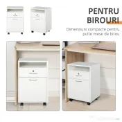 HOMCOM comoda din lemn, cu sertar, 40x35x60 cm, alb | Aosom Ro 