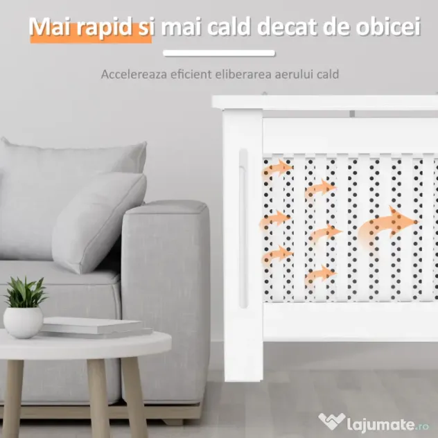 HOMCOM Carcasă Modernă pentru Calorifer din MDF Tip Grilă, 78x82x19 cm, Alb | Aosom Romania