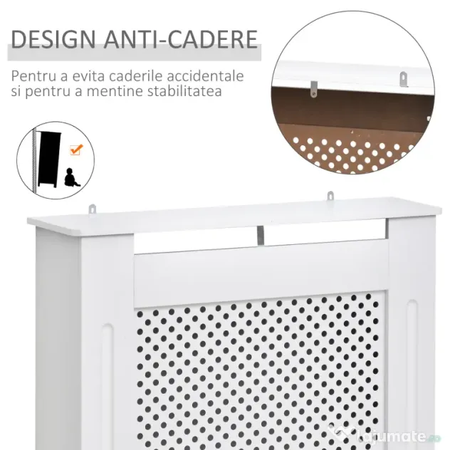 HOMCOM Carcasă Modernă pentru Calorifer din MDF Tip Grilă, 78x82x19 cm, Alb | Aosom Romania