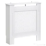 HOMCOM Mască de Calorifer din Lemn cu Grilaj Vertical, Paravan Decorativ pentru Radiator, Dimensiuni 78x82x19 cm, Alb Mat