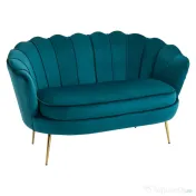 Homcom Canapea Vintage 2 Locuri – Catifea Verde, Stil Industrial Chic 