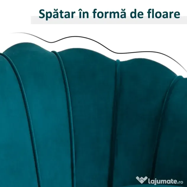 Homcom Canapea Vintage 2 Locuri – Catifea Verde, Stil Industrial Chic