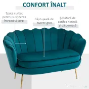 Homcom Canapea Vintage 2 Locuri – Catifea Verde, Stil Industrial Chic 